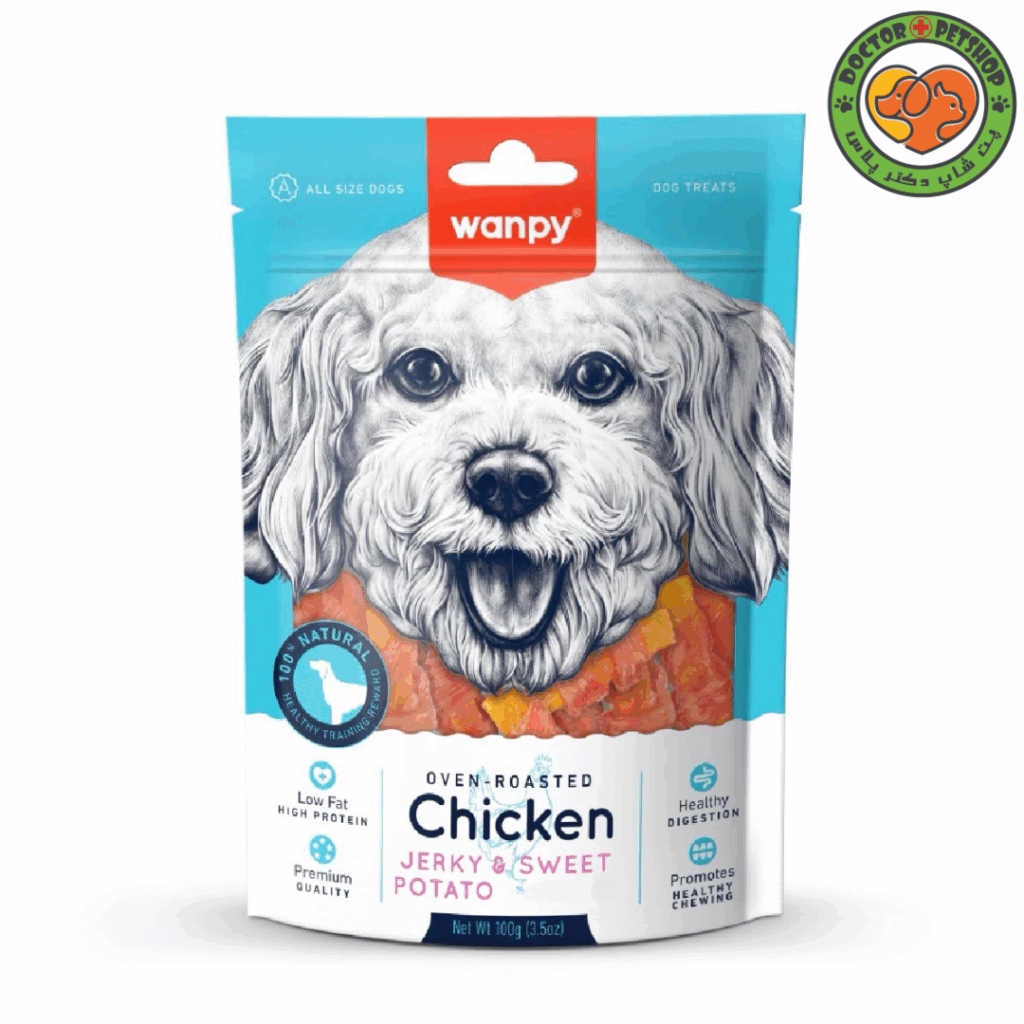 تشویقی سگ ونپی طعم مرغ و سیب زمینی شیرین مدل Chicken jerky & sweet potato
